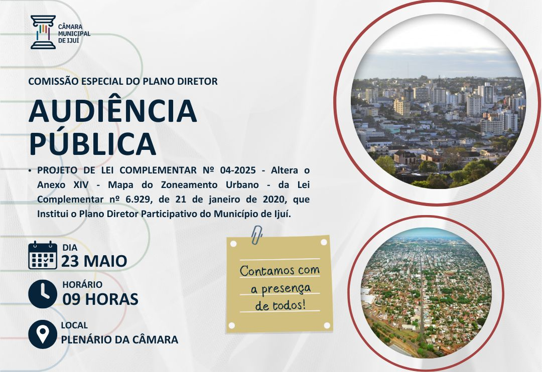Audiência Pública em Ijuí debaterá alterações no zoneamento urbano